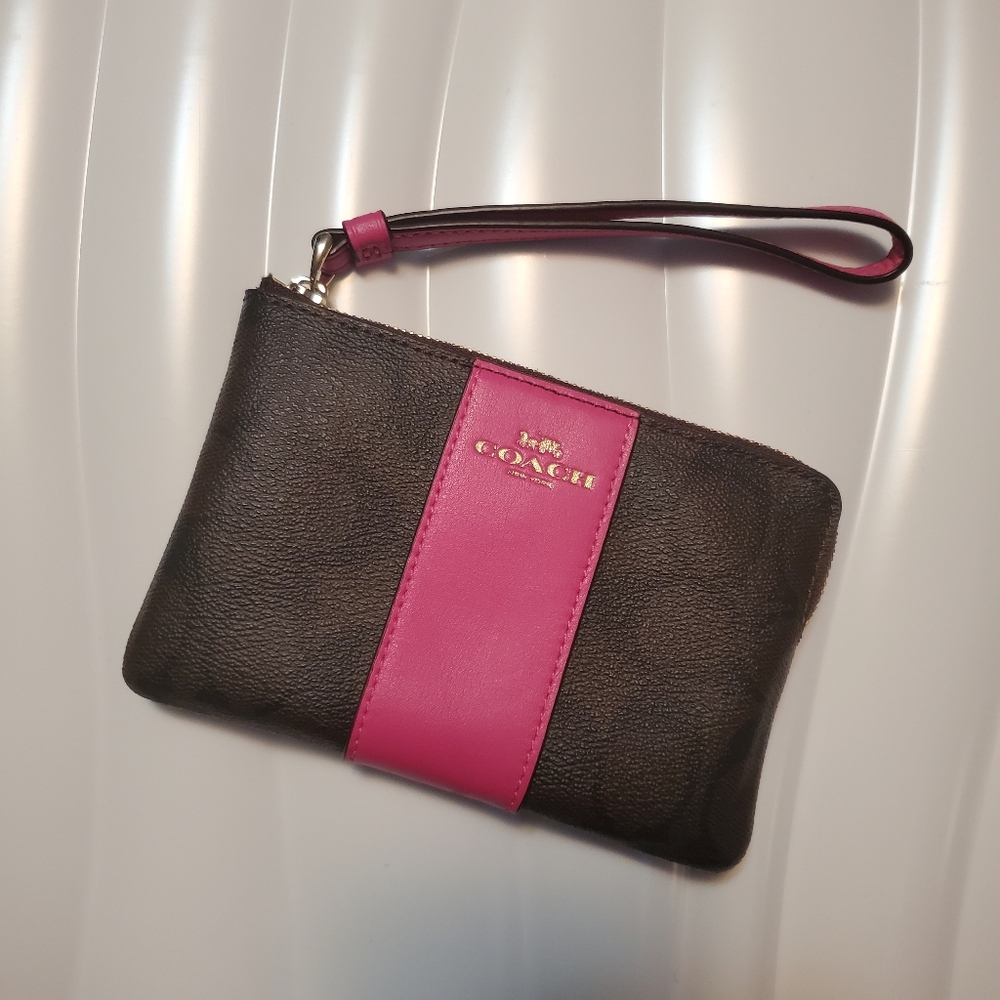 Coach Brown and Pink Wristlet - Picture 6 of 8